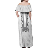 Philippines Polynesian Floral Pattern Family Matching Off Shoulder Maxi Dress and Hawaiian Shirt With Barong Tagalog White Style LT03 - Polynesian Pride