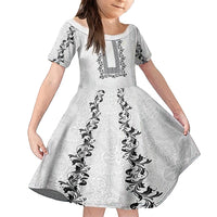 Philippines Polynesian Floral Pattern Family Matching Summer Maxi Dress and Hawaiian Shirt With Barong Tagalog White Style LT03 Daughter's Dress White - Polynesian Pride