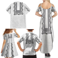 Philippines Polynesian Floral Pattern Family Matching Summer Maxi Dress and Hawaiian Shirt With Barong Tagalog White Style LT03 - Polynesian Pride