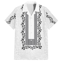 Philippines Polynesian Floral Pattern Family Matching Tank Maxi Dress and Hawaiian Shirt With Barong Tagalog White Style LT03 Dad's Shirt - Short Sleeve White - Polynesian Pride