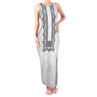 Philippines Polynesian Floral Pattern Family Matching Tank Maxi Dress and Hawaiian Shirt With Barong Tagalog White Style LT03 Mom's Dress White - Polynesian Pride
