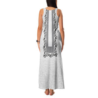 Philippines Polynesian Floral Pattern Family Matching Tank Maxi Dress and Hawaiian Shirt With Barong Tagalog White Style LT03 - Polynesian Pride