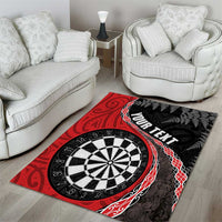 Personalised New Zealand Darts Area Rug Koru Tribal Tattoo and Silver Fern Maori Pattern Red Color LT03 - Polynesian Pride