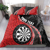 Personalised New Zealand Darts Bedding Set Koru Tribal Tattoo and Silver Fern Maori Pattern Red Color LT03 - Polynesian Pride