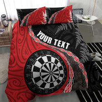 Personalised New Zealand Darts Bedding Set Koru Tribal Tattoo and Silver Fern Maori Pattern Red Color LT03 - Polynesian Pride