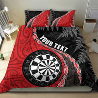 Personalised New Zealand Darts Bedding Set Koru Tribal Tattoo and Silver Fern Maori Pattern Red Color LT03 - Polynesian Pride