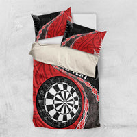 Personalised New Zealand Darts Bedding Set Koru Tribal Tattoo and Silver Fern Maori Pattern Red Color LT03 US Twin 172cm x 218cm Red - Polynesian Pride
