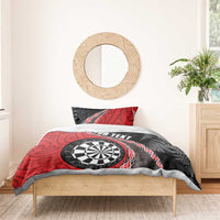Personalised New Zealand Darts Bedding Set Koru Tribal Tattoo and Silver Fern Maori Pattern Red Color LT03 - Polynesian Pride