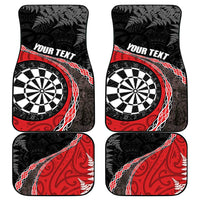 Personalised New Zealand Darts Car Mats Koru Tribal Tattoo and Silver Fern Maori Pattern Red Color LT03 - Polynesian Pride