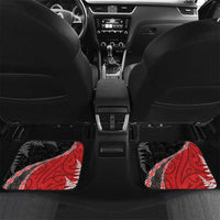Personalised New Zealand Darts Car Mats Koru Tribal Tattoo and Silver Fern Maori Pattern Red Color LT03 Set 2pcs - Back Red - Polynesian Pride