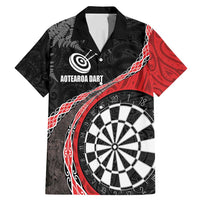 Personalised New Zealand Darts Family Matching Mermaid Dress and Hawaiian Shirt Koru Tribal Tattoo and Silver Fern Maori Pattern Red Color LT03 Dad's Shirt - Short Sleeve Red - Polynesian Pride