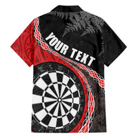 Personalised New Zealand Darts Family Matching Summer Maxi Dress and Hawaiian Shirt Koru Tribal Tattoo and Silver Fern Maori Pattern Red Color LT03 - Polynesian Pride