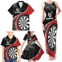 Personalised New Zealand Darts Family Matching Tank Maxi Dress and Hawaiian Shirt Koru Tribal Tattoo and Silver Fern Maori Pattern Red Color LT03 - Polynesian Pride