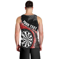 Personalised New Zealand Darts Men Tank Top Koru Tribal Tattoo and Silver Fern Maori Pattern Red Color LT03 - Polynesian Pride