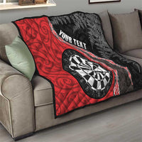 Personalised New Zealand Darts Quilt Koru Tribal Tattoo and Silver Fern Maori Pattern Red Color LT03 - Polynesian Pride