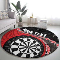 Personalised New Zealand Darts Round Carpet Koru Tribal Tattoo and Silver Fern Maori Pattern Red Color LT03 - Polynesian Pride