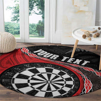 Personalised New Zealand Darts Round Carpet Koru Tribal Tattoo and Silver Fern Maori Pattern Red Color LT03 - Polynesian Pride