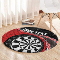 Personalised New Zealand Darts Round Carpet Koru Tribal Tattoo and Silver Fern Maori Pattern Red Color LT03 - Polynesian Pride