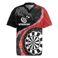 Personalised New Zealand Darts Rugby Jersey Koru Tribal Tattoo and Silver Fern Maori Pattern Red Color LT03 Red - Polynesian Pride