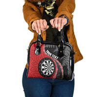 Personalised New Zealand Darts Shoulder Handbag Koru Tribal Tattoo and Silver Fern Maori Pattern Red Color LT03 One Size Red - Polynesian Pride