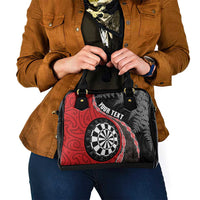 Personalised New Zealand Darts Shoulder Handbag Koru Tribal Tattoo and Silver Fern Maori Pattern Red Color LT03 - Polynesian Pride