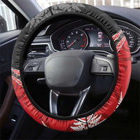 New Zealand Darts Steering Wheel Cover Koru Tribal Tattoo and Silver Fern Maori Pattern Red Color LT03 - Polynesian Pride