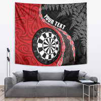 Personalised New Zealand Darts Tapestry Koru Tribal Tattoo and Silver Fern Maori Pattern Red Color LT03 Red - Polynesian Pride