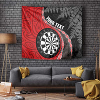 Personalised New Zealand Darts Tapestry Koru Tribal Tattoo and Silver Fern Maori Pattern Red Color LT03 - Polynesian Pride