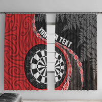 Personalised New Zealand Darts Window Curtain Koru Tribal Tattoo and Silver Fern Maori Pattern Red Color LT03 With Hooks Red - Polynesian Pride