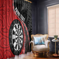 Personalised New Zealand Darts Window Curtain Koru Tribal Tattoo and Silver Fern Maori Pattern Red Color LT03 - Polynesian Pride