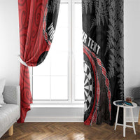 Personalised New Zealand Darts Window Curtain Koru Tribal Tattoo and Silver Fern Maori Pattern Red Color LT03 - Polynesian Pride