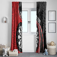 Personalised New Zealand Darts Window Curtain Koru Tribal Tattoo and Silver Fern Maori Pattern Red Color LT03 - Polynesian Pride