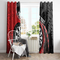 Personalised New Zealand Darts Window Curtain Koru Tribal Tattoo and Silver Fern Maori Pattern Red Color LT03 - Polynesian Pride