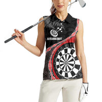 Personalised New Zealand Darts Women Sleeveless Polo Shirt - Koru Tribal Tattoo and Silver Fern Maori Pattern Red LT03 - Polynesian Pride