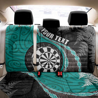 Personalised New Zealand Darts Back Car Seat Cover Koru Tribal Tattoo and Silver Fern Maori Pattern Teal Color LT03 - Polynesian Pride