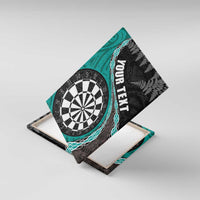 Personalised New Zealand Darts Canvas Wall Art Koru Tribal Tattoo and Silver Fern Maori Pattern Teal Color LT03 With Frame Teal - Polynesian Pride