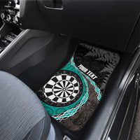 Personalised New Zealand Darts Car Mats Koru Tribal Tattoo and Silver Fern Maori Pattern Teal Color LT03 - Polynesian Pride