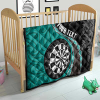 Personalised New Zealand Darts Quilt Koru Tribal Tattoo and Silver Fern Maori Pattern Teal Color LT03 - Polynesian Pride