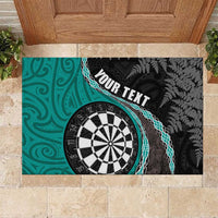 Personalised New Zealand Darts Rubber Doormat Koru Tribal Tattoo and Silver Fern Maori Pattern Teal Color LT03 Teal - Polynesian Pride