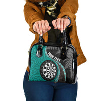 Personalised New Zealand Darts Shoulder Handbag Koru Tribal Tattoo and Silver Fern Maori Pattern Teal Color LT03 One Size Teal - Polynesian Pride