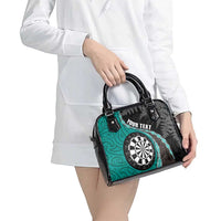Personalised New Zealand Darts Shoulder Handbag Koru Tribal Tattoo and Silver Fern Maori Pattern Teal Color LT03 - Polynesian Pride