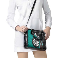Personalised New Zealand Darts Shoulder Handbag Koru Tribal Tattoo and Silver Fern Maori Pattern Teal Color LT03 - Polynesian Pride
