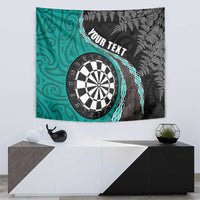Personalised New Zealand Darts Tapestry Koru Tribal Tattoo and Silver Fern Maori Pattern Teal Color LT03 - Polynesian Pride