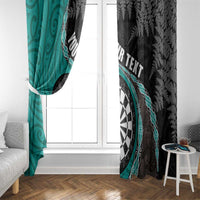 Personalised New Zealand Darts Window Curtain Koru Tribal Tattoo and Silver Fern Maori Pattern Teal Color LT03 - Polynesian Pride