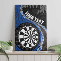 Personalised New Zealand Darts Canvas Wall Art Koru Tribal Tattoo and Silver Fern Maori Pattern Blue Color LT03 - Polynesian Pride