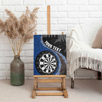 Personalised New Zealand Darts Canvas Wall Art Koru Tribal Tattoo and Silver Fern Maori Pattern Blue Color LT03 - Polynesian Pride