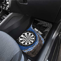 Personalised New Zealand Darts Car Mats Koru Tribal Tattoo and Silver Fern Maori Pattern Blue Color LT03 - Polynesian Pride