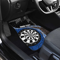 Personalised New Zealand Darts Car Mats Koru Tribal Tattoo and Silver Fern Maori Pattern Blue Color LT03 - Polynesian Pride