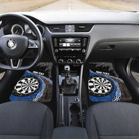 Personalised New Zealand Darts Car Mats Koru Tribal Tattoo and Silver Fern Maori Pattern Blue Color LT03 Set 2pcs - Front Blue - Polynesian Pride