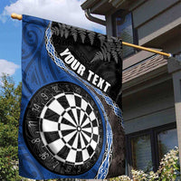 Personalised New Zealand Darts Garden Flag Koru Tribal Tattoo and Silver Fern Maori Pattern Blue Color LT03 - Polynesian Pride